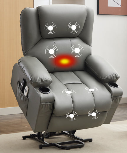 JONPONY Power Lift Recliner Chair Recliners for Elderly with Heat and Massage Recliner Chair for Living Room with Infinite Position and Side Pocket,USB Charge Port,Black