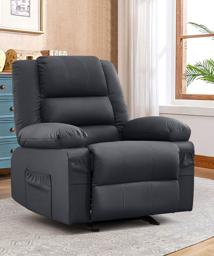 JONPONY Home Modern Comfort Reclining Chair,Elderly Single Rocker Sofa with Side Pocket for Bedroom Home Theater,Grey