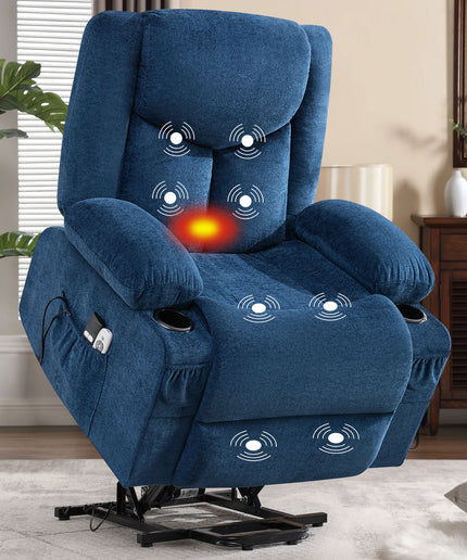 JONPONY Power Lift Recliner Chair Recliners with Heat and Massage Recliner Chair for Living Room with Infinite Position and Side Pocket,USB Charge Port,Grey
