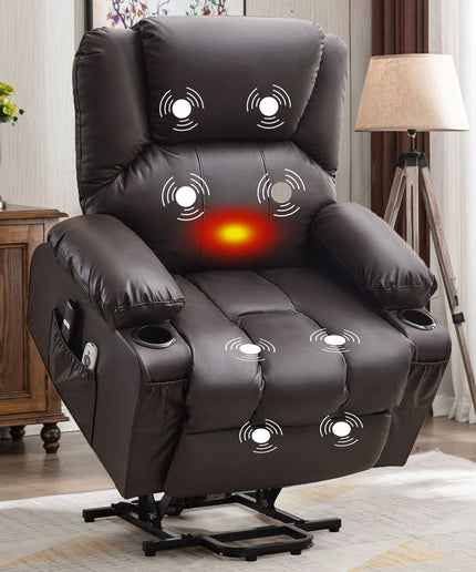 JONPONY Power Lift Recliner Chair Recliners for Elderly with Heat and Massage Recliner Chair for Living Room with Infinite Position and Side Pocket,USB Charge Port,Black