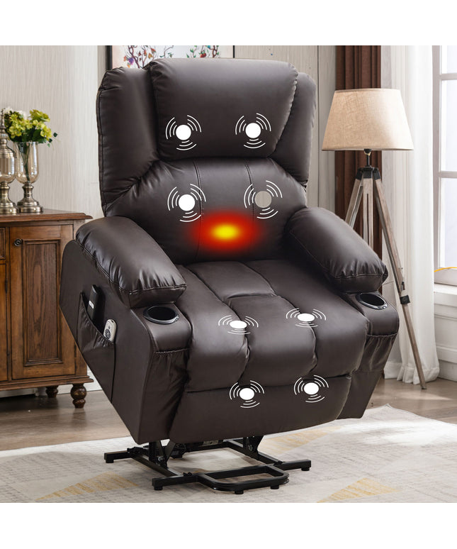 JONPONY Power Lift Recliner Chair Recliners for Elderly with Heat and Massage Recliner Chair for Living Room with Infinite Position and Side Pocket,USB Charge Port,Black