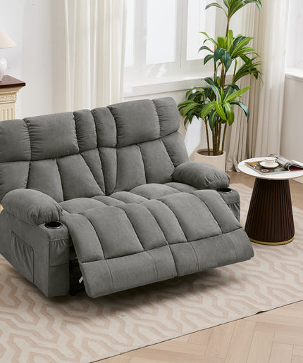 JONPONY Loveseat Recliner, Reclining Sofa with Cup-Holders, 2-Seater Couch for Living Room, Grey