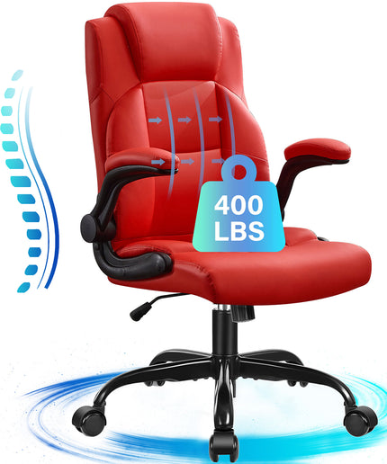 JONPONY Big and Tall Office Chair 400LBS Wide Seat Ergonomic Computer Desk Chair High Back Executive Leather Chair Adjustable Task Chair Lumbar Back Support 8 Hours Heavy Duty Design,9189,Black