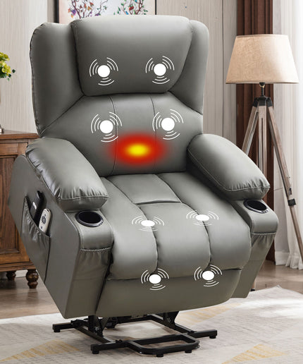 JONPONY Power Lift Recliner Chair Recliners for Elderly with Heat and Massage Recliner Chair for Living Room with Infinite Position and Side Pocket,USB Charge Port,Black