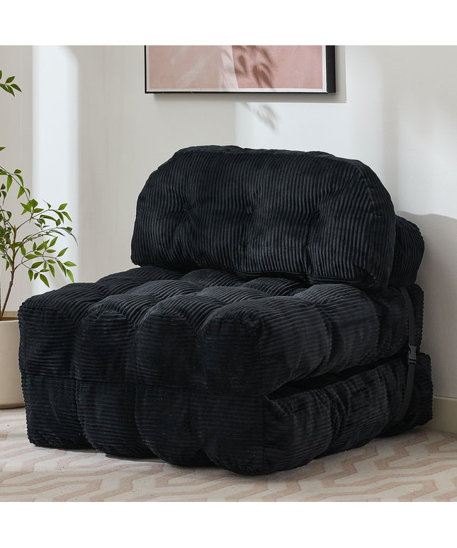 JONPONY Folding Sofa Bed, Convertible Sleeper Chair Couch with Pillow, Foldable Mattress Futon with Back Support, Portable Sleeper Chair Bed Comfort Floor Sofa for Living Room Bedroom, Single, Grey