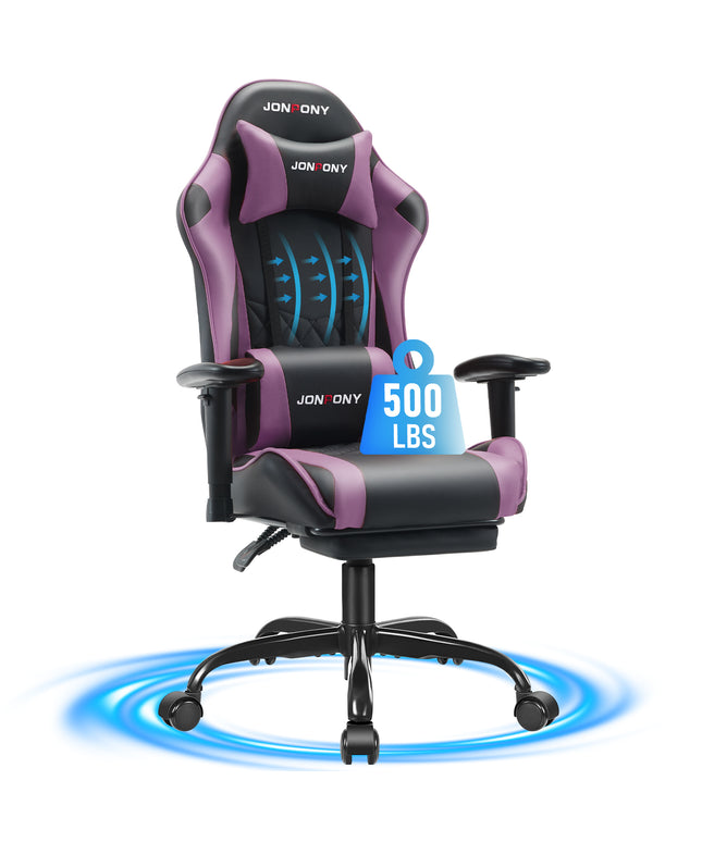 JONPONY Big and Tall 500LBS Gaming Chair, Ergonomic Design with 2D Armrests,PU Leather with Footrest and Lumbar Support, High Back Office Chair Support 8 Hours Long Sitting, Computer Chair
