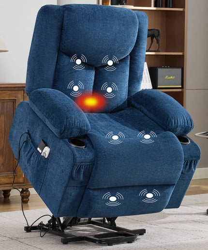 JONPONY Power Lift Recliner Chair Recliners with Heat and Massage Recliner Chair for Living Room with Infinite Position and Side Pocket,USB Charge Port,Grey