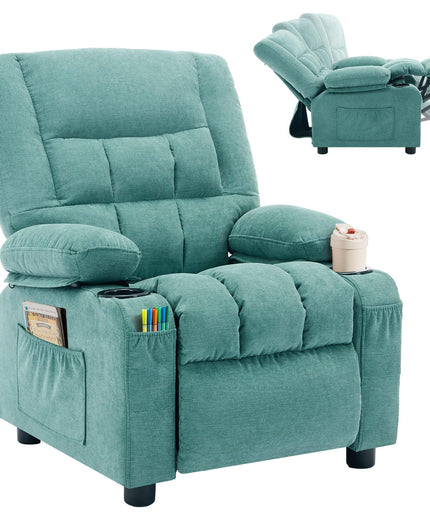 JONPONY Kids Recliner Chair,Push Back Toddler Recliner with Cup Holders & Side Pockets,Adjustable Footrest & Headrest Kids Sofa for Boys Girls 3+ Age Group, Grey
