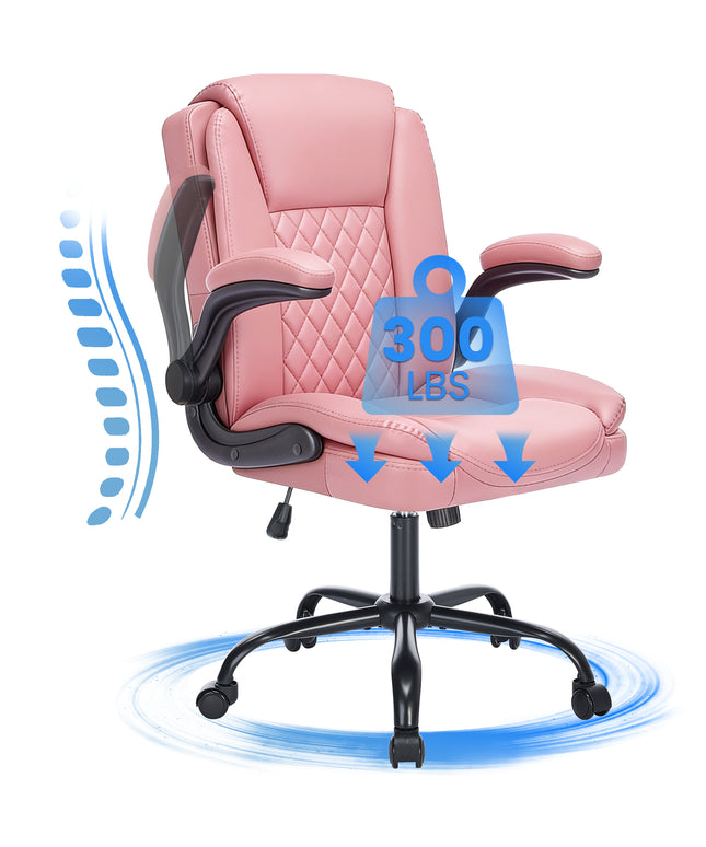 JONPONY Wide Ergonomic Office Chair – 300lbs, High Back Leather, Adjustable Lumbar & Comfortable Desk Chair