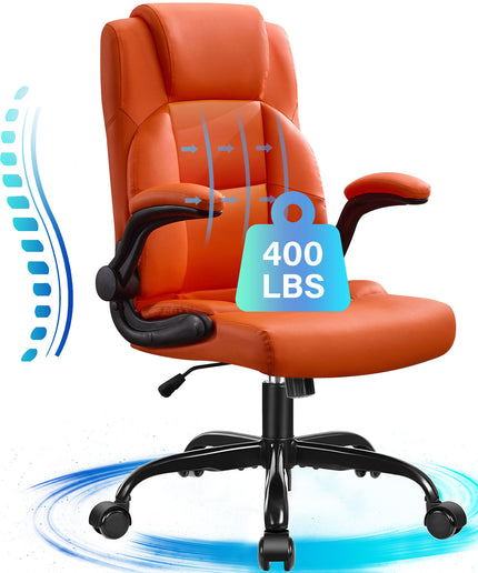 JONPONY Big and Tall Office Chair 400LBS Wide Seat Ergonomic Computer Desk Chair High Back Executive Leather Chair Adjustable Task Chair Lumbar Back Support 8 Hours Heavy Duty Design,9189,Black