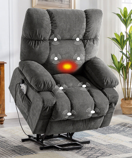 JONPONY Power Lift Recliner Chair Recliners for Elderly with Heat and Massage Recliner Chair for Living Room with Infinite Position and Side Pocket,USB Charge Port,Grey