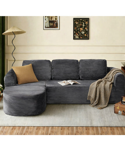 Jonpony 108” Modular Sectional Sofa, Boneless Couches for Living Room, Deep Seat L-Shape Cloud Couch with Chaise, Comfy Sofa Freely Change Configurations No Assembly Required, Soft Plush Corduroy Fabric