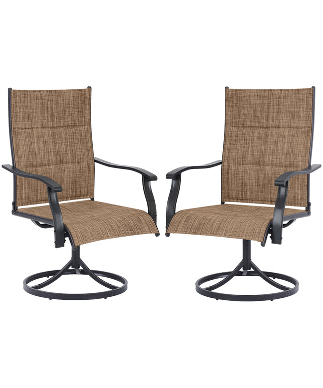 JONPONY Patio Swivel Dining Chairs Set of 2, Outdoor Dining Chairs 360°Swiwel with Steel Frame & Textilene Fabric, High Back Patio Dining Chairs