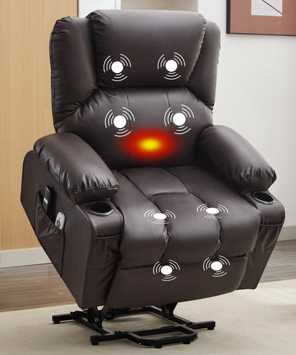 JONPONY Power Lift Recliner Chair Recliners for Elderly with Heat and Massage Recliner Chair for Living Room with Infinite Position and Side Pocket,USB Charge Port,Black