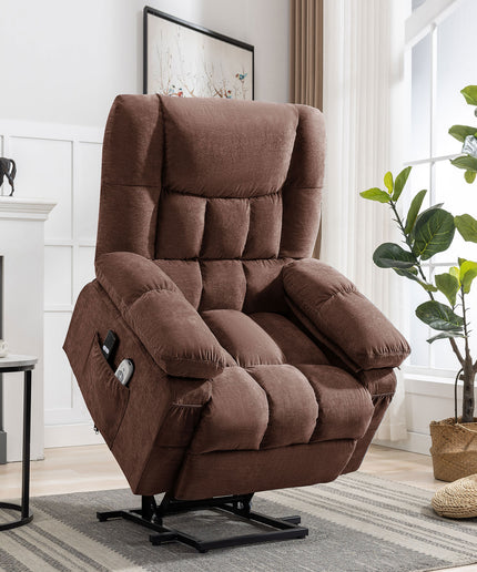 JONPONY Power Lift Recliner Chair for Elderly with Heat and Massage, Lay Flat Assist Recliner with Side Pocket for Living Room，Grey