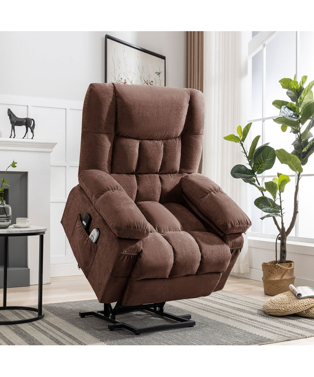 JONPONY Power Lift Recliner Chair for Elderly with Heat and Massage, Lay Flat Assist Recliner with Side Pocket for Living Room，Grey