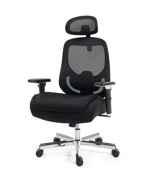JONPONY 750 LBS Big and Tall Office Chair, Heavy Duty Executive Chair w/4D Arms, Ergonomic Computer Home Desk Chair, Swivel Mesh Chair w/2D Lumbar Support, Adjustable Headrest, Tilt Lock-Black