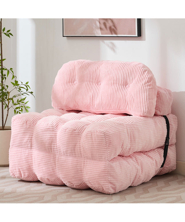 JONPONY Folding Sofa Bed, Convertible Sleeper Chair Couch with Pillow, Foldable Mattress Futon with Back Support, Portable Sleeper Chair Bed Comfort Floor Sofa for Living Room Bedroom, Single, Grey