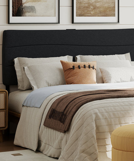 JONPONY Tufted Upholstered Headboard Queen Size, Solid Wood Head Board with Durable Metal Legs, Adjustable Height Bed headboard from 37” to 58” Fabric Headboard in Modern Button Design, Black