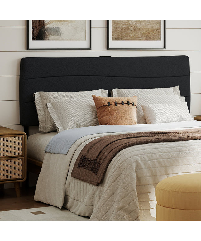 JONPONY Tufted Upholstered Headboard Queen Size, Solid Wood Head Board with Durable Metal Legs, Adjustable Height Bed headboard from 37” to 58” Fabric Headboard in Modern Button Design, Black