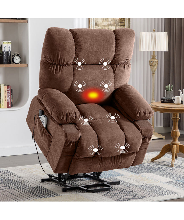 JONPONY Power Lift Recliner Chair Recliners for Elderly with Heat and Massage Recliner Chair for Living Room with Infinite Position and Side Pocket,USB Charge Port,Grey