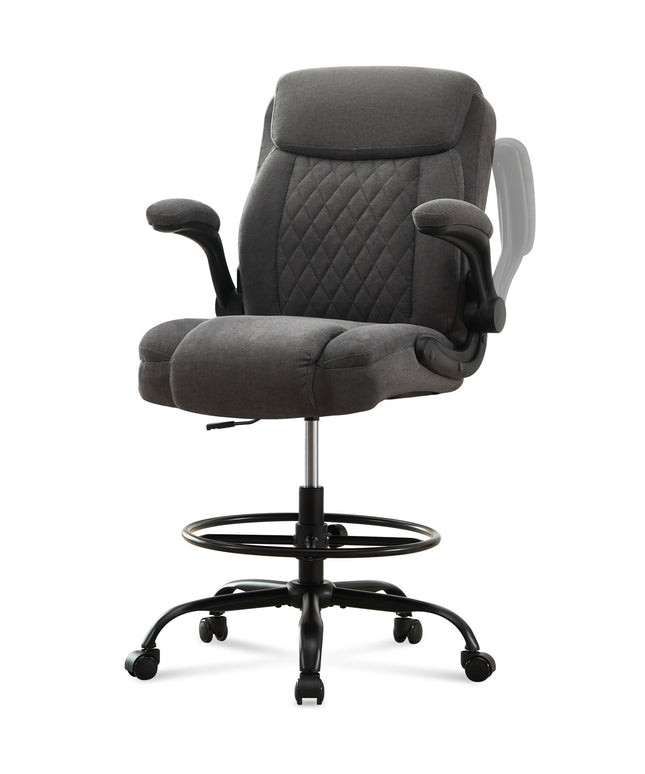 JONPONY Tall Office Chair for Standing Desk, Ergonomic High Office Chair with Adjustable Foot Ring, Flip-Up Armrests, Lumbar Support for Home office ,Dark Gray