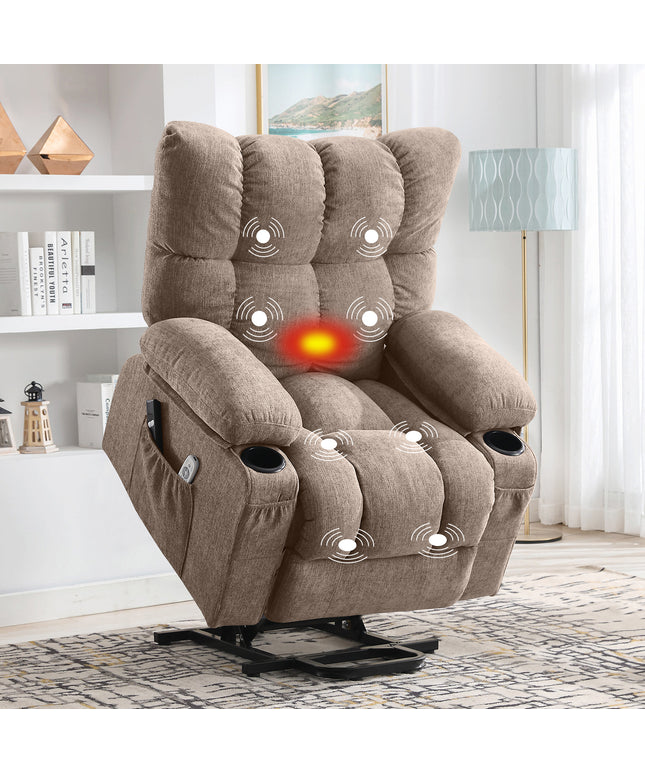 JONPONY Power Lift Recliner Chair for Elderly with Heat and Vibration Massage Recliner Chair with USB Charge Port for Living Room- Infinite Position, Side Pocket,Grey