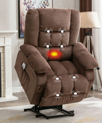 JONPONY Power Lift Recliner Chair for Elderly with Heat and Massage, Lay Flat Assist Recliner with Side Pocket for Living Room，Grey