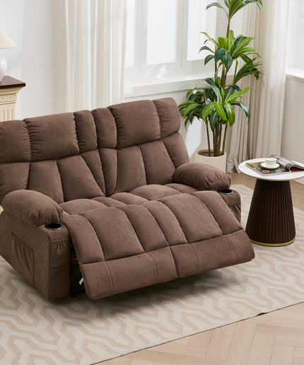 JONPONY Loveseat Recliner, Reclining Sofa with Cup-Holders, 2-Seater Couch for Living Room, Grey