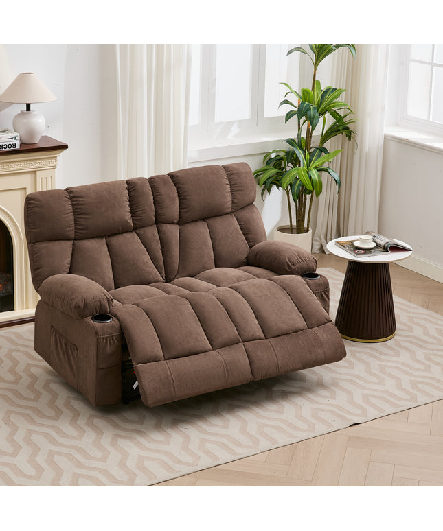JONPONY Loveseat Recliner, Reclining Sofa with Cup-Holders, 2-Seater Couch for Living Room, Grey
