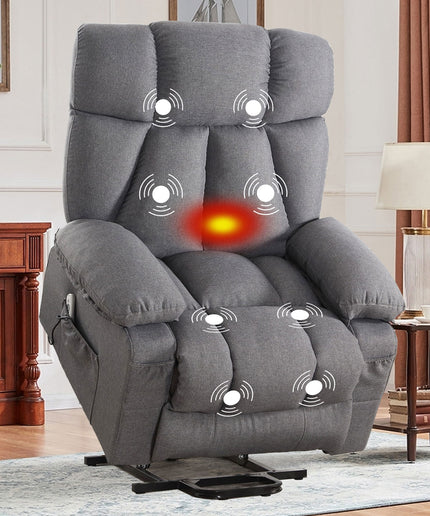 JONPONY Power Lift Recliner Chair Recliners for Elderly with Heat and Massage Recliner Chair for Living Room with Infinite Position and Side Pocket,USB Charge Port,Grey