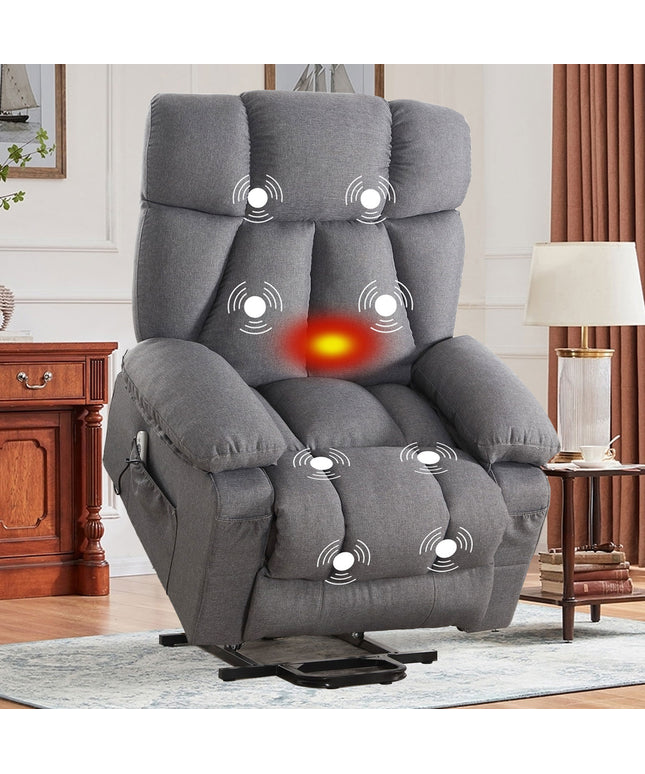 JONPONY Power Lift Recliner Chair Recliners for Elderly with Heat and Massage Recliner Chair for Living Room with Infinite Position and Side Pocket,USB Charge Port,Grey