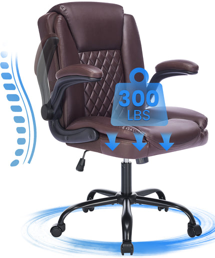 JONPONY Wide Ergonomic Office Chair – 300lbs, High Back Leather, Adjustable Lumbar & Comfortable Desk Chair