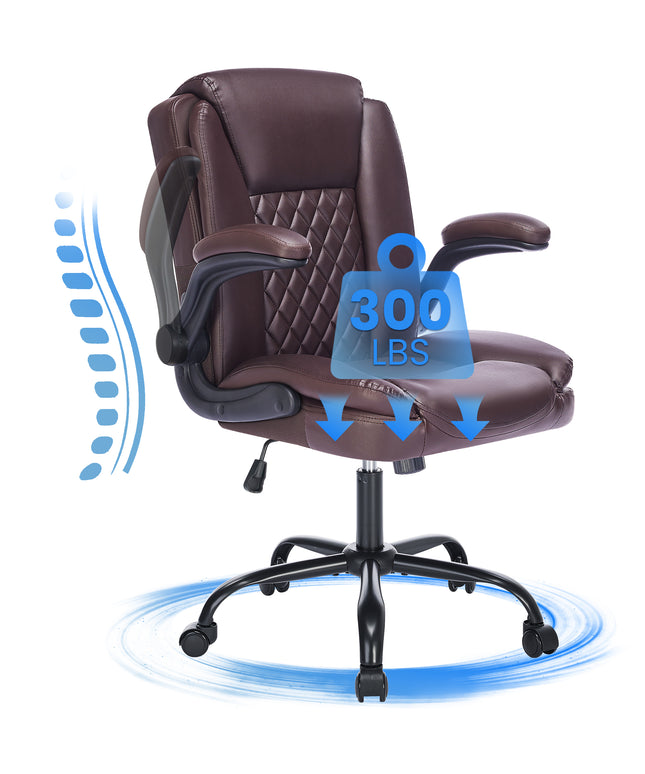 JONPONY Wide Ergonomic Office Chair – 300lbs, High Back Leather, Adjustable Lumbar & Comfortable Desk Chair
