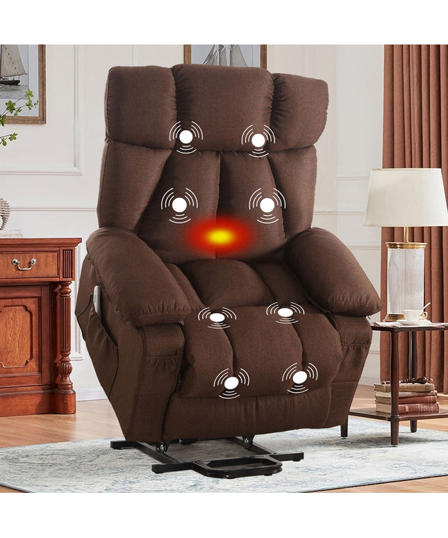 JONPONY Power Lift Recliner Chair Recliners for Elderly with Heat and Massage Recliner Chair for Living Room with Infinite Position and Side Pocket,USB Charge Port,Grey