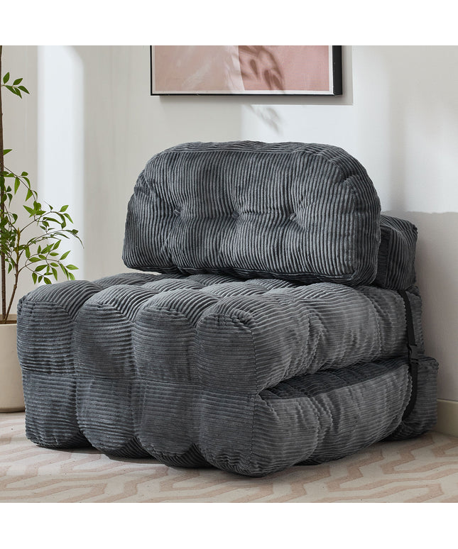JONPONY Folding Sofa Bed, Convertible Sleeper Chair Couch with Pillow, Foldable Mattress Futon with Back Support, Portable Sleeper Chair Bed Comfort Floor Sofa for Living Room Bedroom, Single, Grey