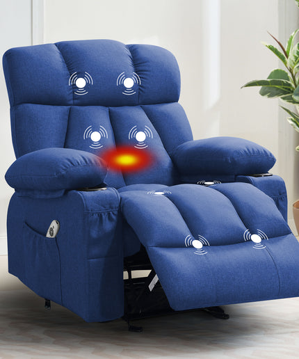 JONPONY Heated Manual Massage Recliner with Cup Holder, Single Rocker Sofa with Cup Holders for Bedroom Home Theater, Gray
