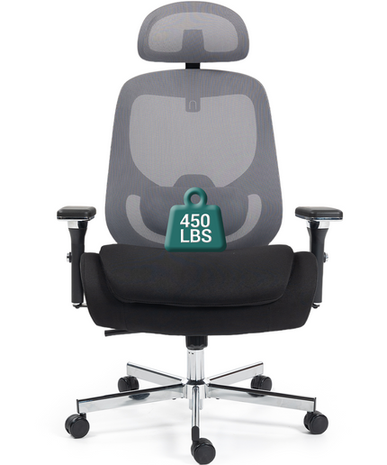 JONPONY 750 LBS Big and Tall Office Chair, Heavy Duty Executive Chair w/4D Arms, Ergonomic Computer Home Desk Chair, Swivel Mesh Chair w/2D Lumbar Support, Adjustable Headrest, Tilt Lock-Black