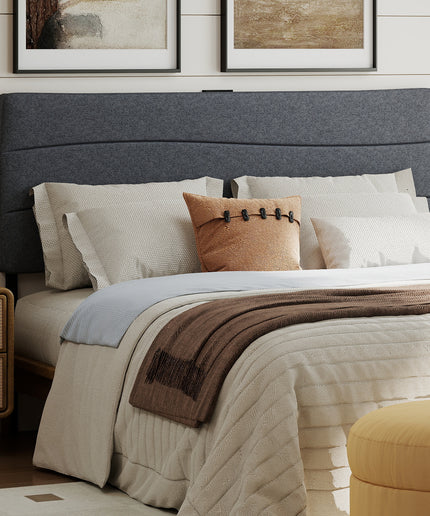 JONPONY Tufted Upholstered Headboard Queen Size, Solid Wood Head Board with Durable Metal Legs, Adjustable Height Bed headboard from 37” to 58” Fabric Headboard in Modern Button Design, Black