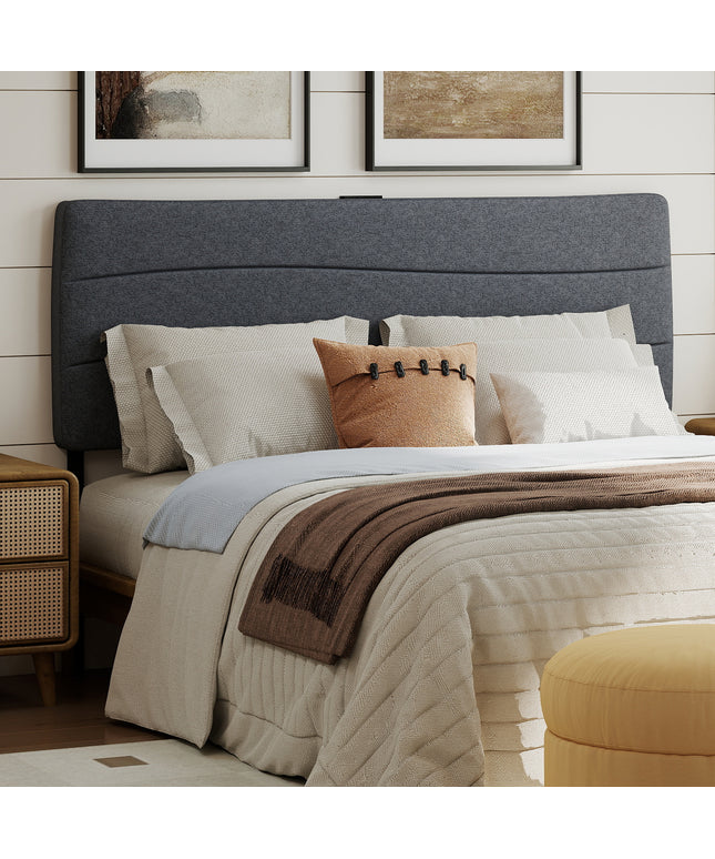 JONPONY Tufted Upholstered Headboard Queen Size, Solid Wood Head Board with Durable Metal Legs, Adjustable Height Bed headboard from 37” to 58” Fabric Headboard in Modern Button Design, Black