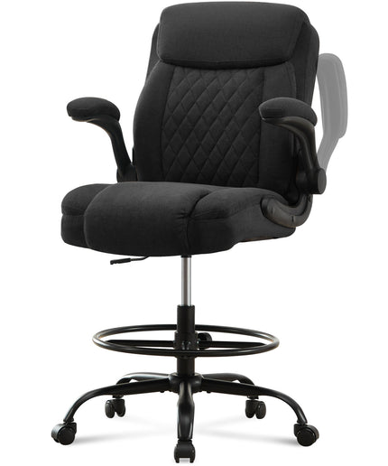JONPONY Tall Office Chair for Standing Desk, Ergonomic High Office Chair with Adjustable Foot Ring, Flip-Up Armrests, Lumbar Support for Home office ,Dark Gray
