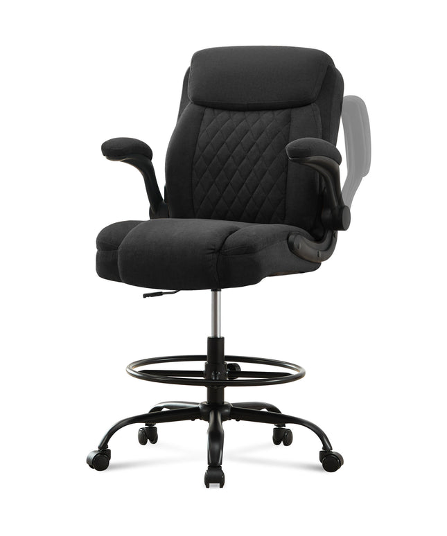 JONPONY Tall Office Chair for Standing Desk, Ergonomic High Office Chair with Adjustable Foot Ring, Flip-Up Armrests, Lumbar Support for Home office ,Dark Gray