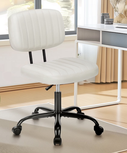 JONPONY Low Back Height Adjustment 360 Degree Rotation Office Desk Chair, Black