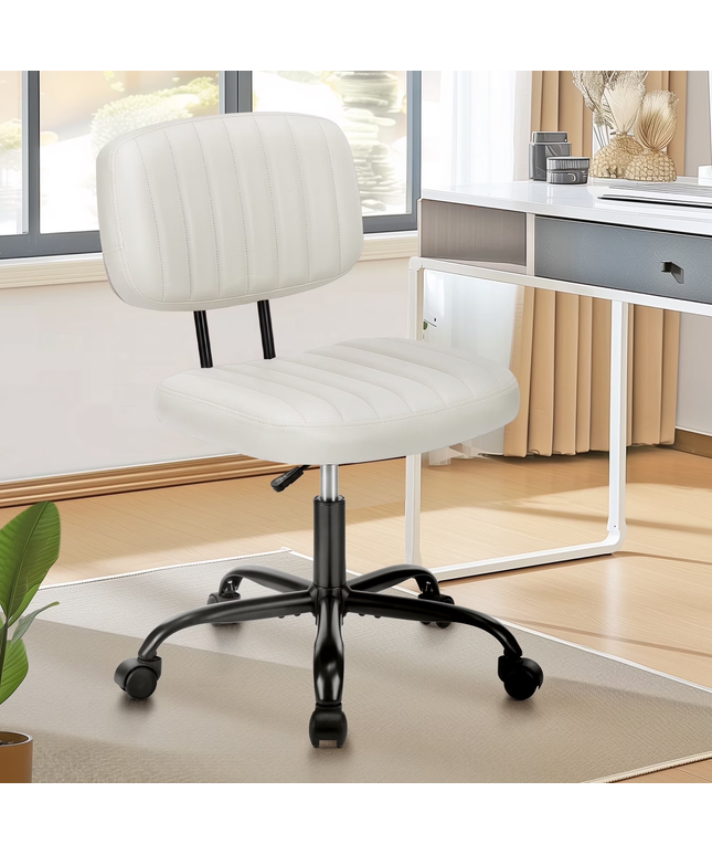 JONPONY Low Back Height Adjustment 360 Degree Rotation Office Desk Chair, Black