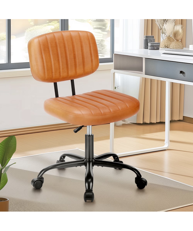 JONPONY Low Back Height Adjustment 360 Degree Rotation Office Desk Chair, Black