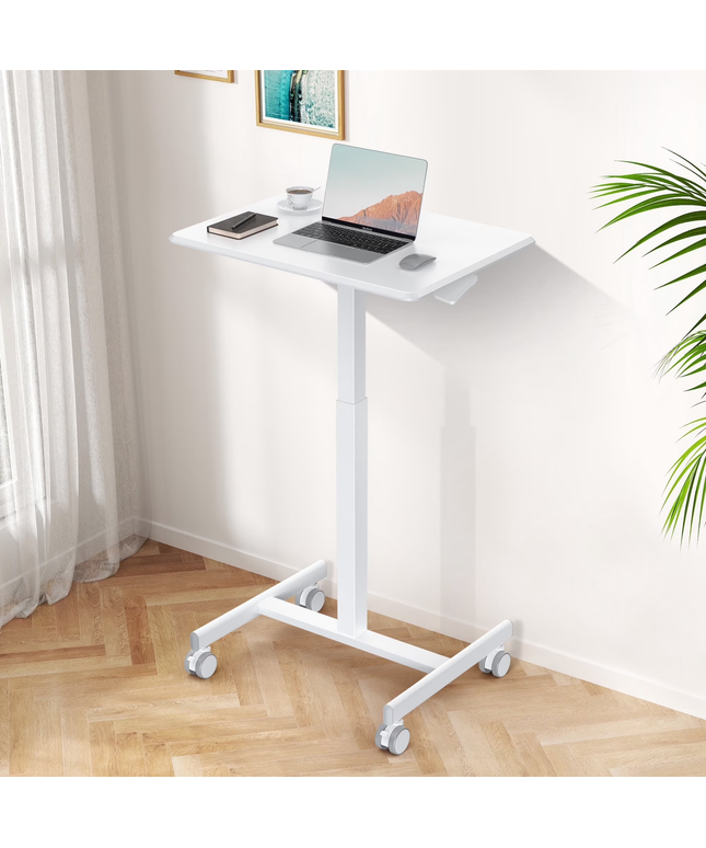 JONPONY Mobile Portable Standing Desk, Rolling Small Laptop Desk with Adjustable Height & Lockable Wheels, Table for Home Office, Black