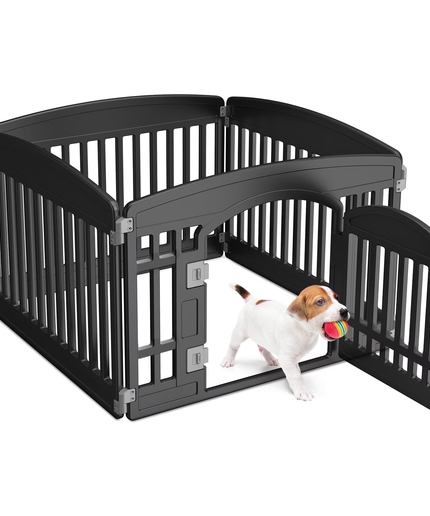JONPONY Dog Playpen, Foldable Pet Pen with Door & Pet Safety Lock, Indoor/Outdoor Puppy Playpen, Customizable