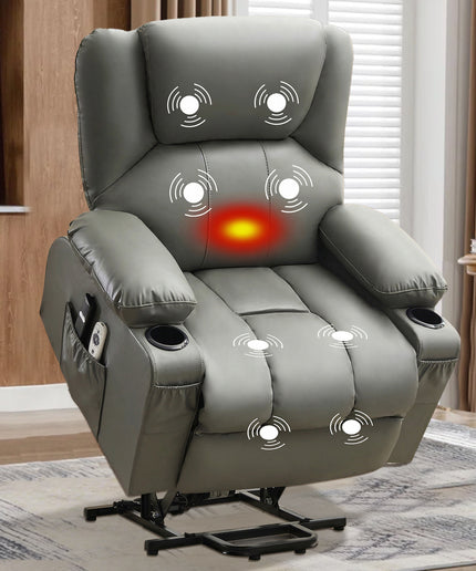 JONPONY Power Lift Recliner Chair Recliners for Elderly with Heat and Massage Recliner Chair for Living Room with Infinite Position and Side Pocket,USB Charge Port,Black