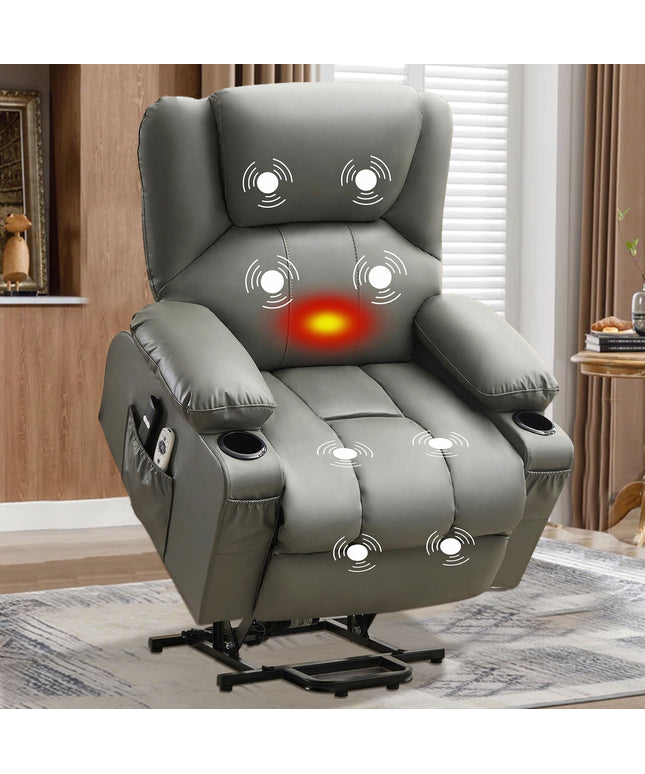 JONPONY Power Lift Recliner Chair Recliners for Elderly with Heat and Massage Recliner Chair for Living Room with Infinite Position and Side Pocket,USB Charge Port,Black