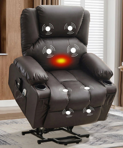 JONPONY Power Lift Recliner Chair Recliners for Elderly with Heat and Massage Recliner Chair for Living Room with Infinite Position and Side Pocket,USB Charge Port,Black